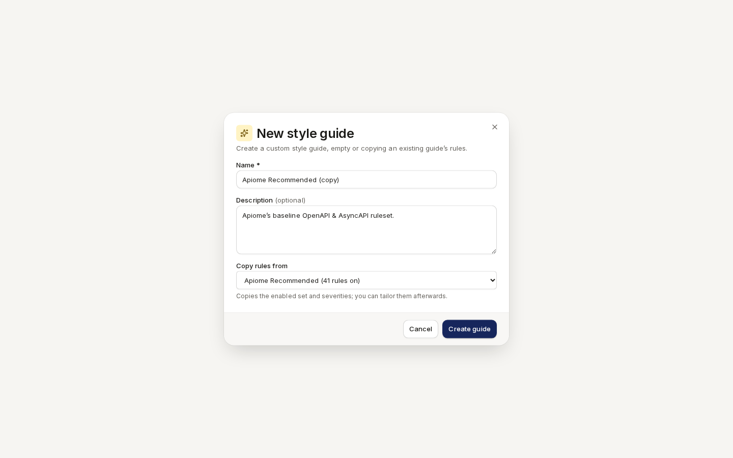 New style guide: name, description and the guide to copy rules from